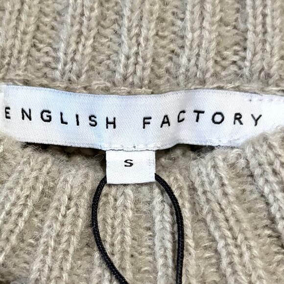 English Factory Women's Open Knit Sweater Small Heather Gray Boho Cozy Fall NWT - Picture 6 of 8